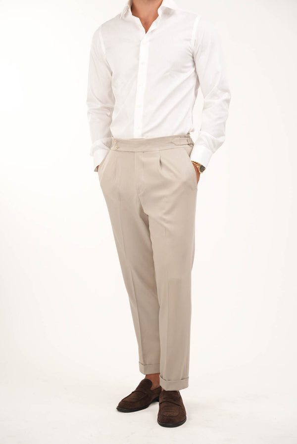 Regular Fit High-Waisted Trousers — Dune