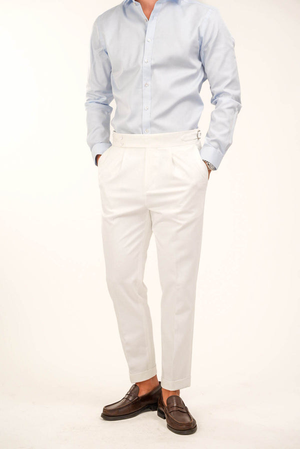 Regular Fit High-Waisted Trousers — Ivory